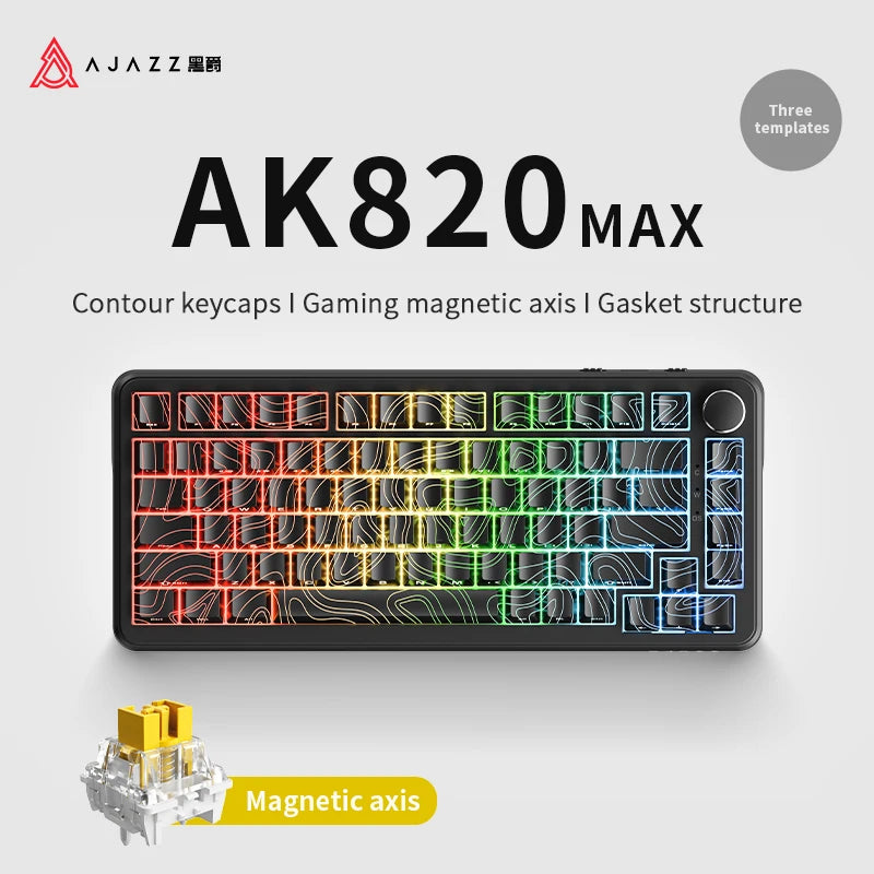 Ajazz AK820MAX Teclado mecánico interruptor magnético 8K RGB con cable/Bluetooth