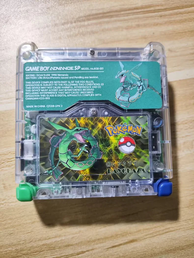 GameBoy Advance SP Original Custom Rayquaza Pokemon Esmeralda Pantalla IPS