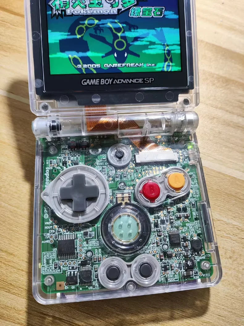 GameBoy Advance SP Original Custom Rayquaza Pokemon Esmeralda Pantalla IPS