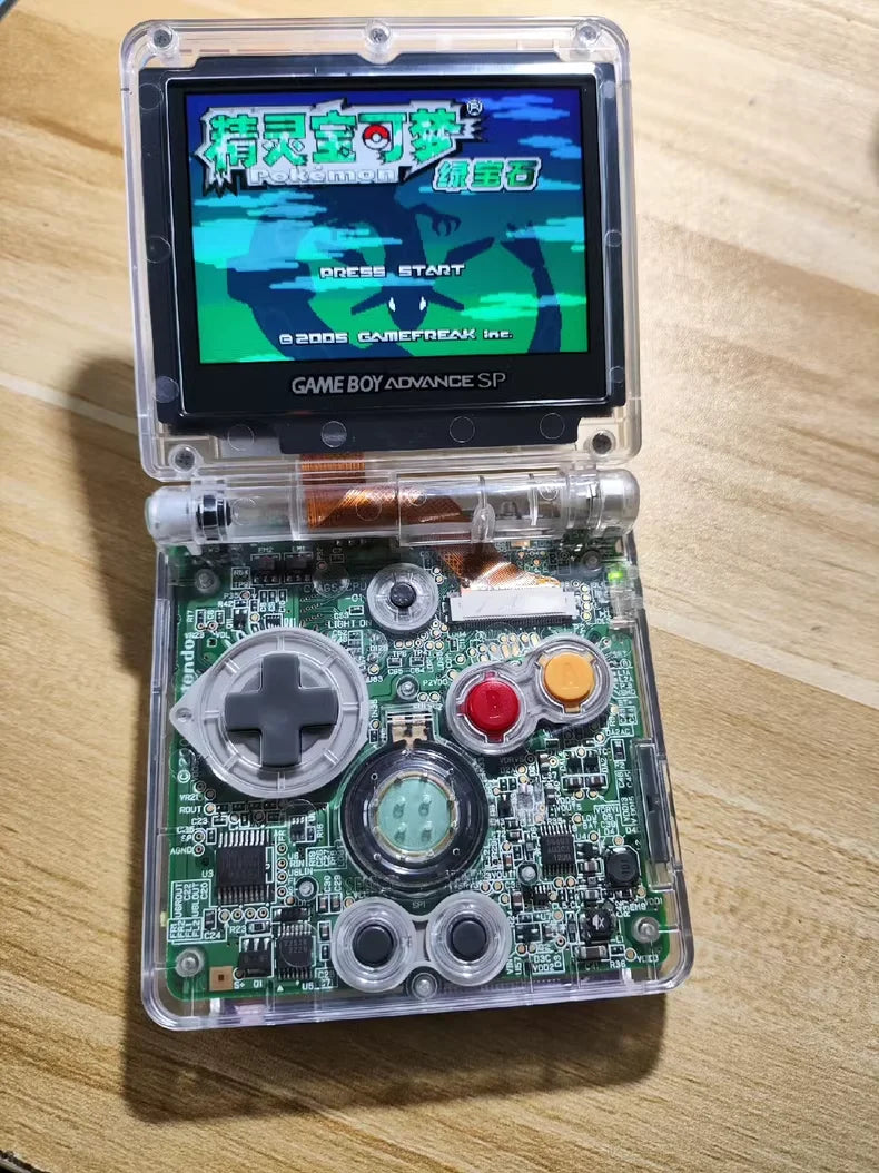 GameBoy Advance SP Original Custom Rayquaza Pokemon Esmeralda Pantalla IPS