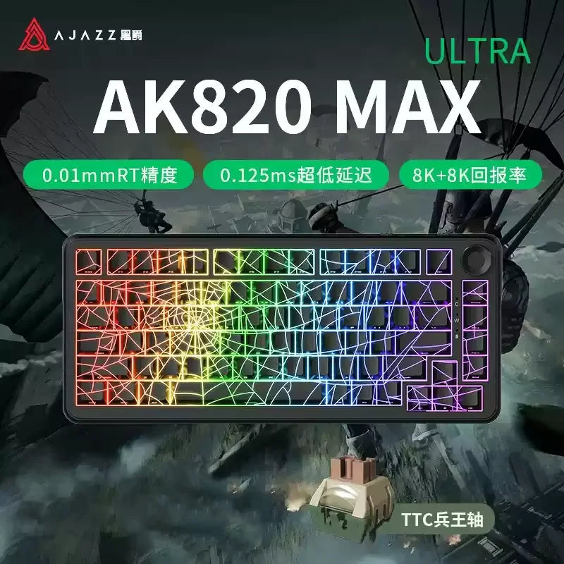 Ajazz AK820MAX Teclado mecánico interruptor magnético 8K RGB con cable/Bluetooth