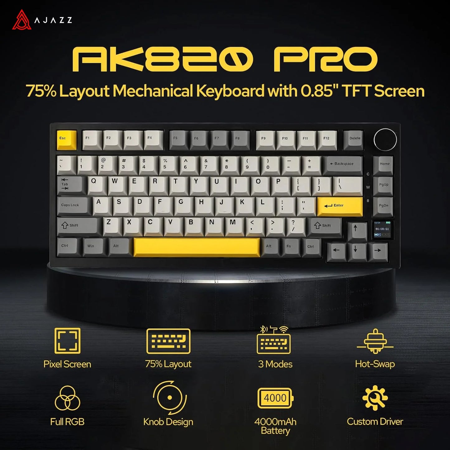 Ajazz AK820/AK820Pro Teclado mecánico SOLO CON CABLE y CON CABLE E  inalámbrico (Revisar bien cual pides)