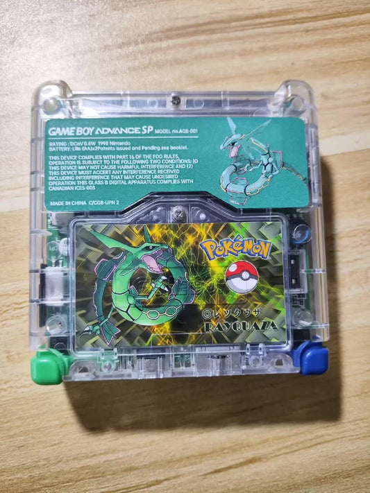 GameBoy Advance SP Original Custom Rayquaza Pokemon Esmeralda Pantalla IPS